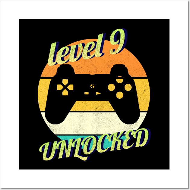 Level 9 Unlocked 9th Birthday funny Gift idea for Gamers Wall Art by Smartdoc